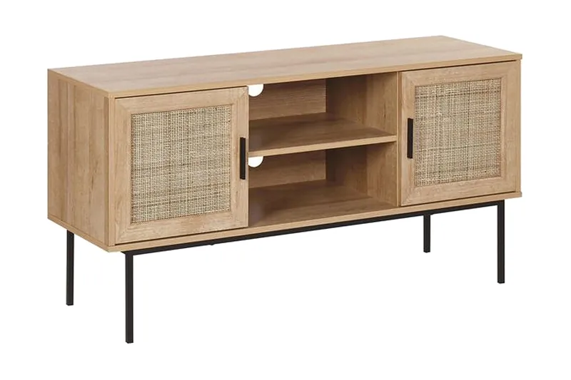 TV-Bord 120 cm rattan lysebrun PASCO, Træ/natur