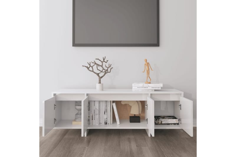 tv-bord 120x30x40,5 cm spånplade hvid højglans - Hvid - TV-borde