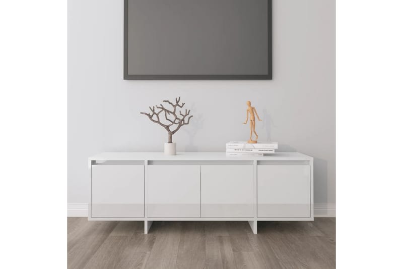 tv-bord 120x30x40,5 cm spånplade hvid højglans - Hvid - TV-borde
