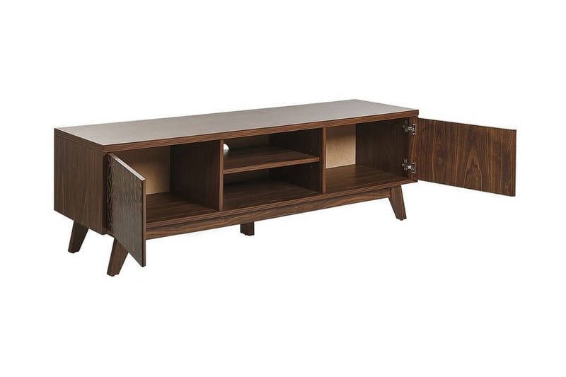 TV-Bord 140 cm mørkebrun PRESCOT - Træ/natur - Møbler - TV borde & mediemøbler - TV-borde