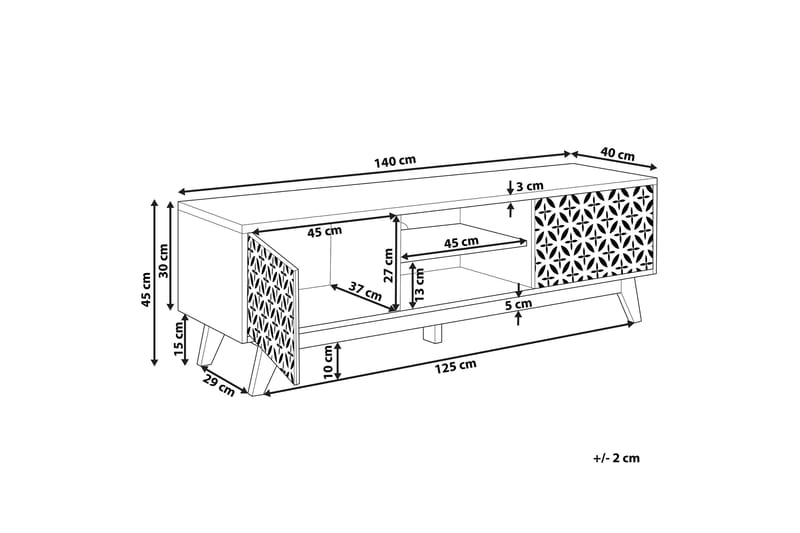 TV-Bord 140 cm mørkebrun PRESCOT - Træ/natur - TV-borde