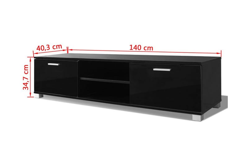 Tv-Bord 140 X 40,3 X 34,7 Cm Sort Højglans - Sort - Møbler - TV borde & mediemøbler - TV-borde