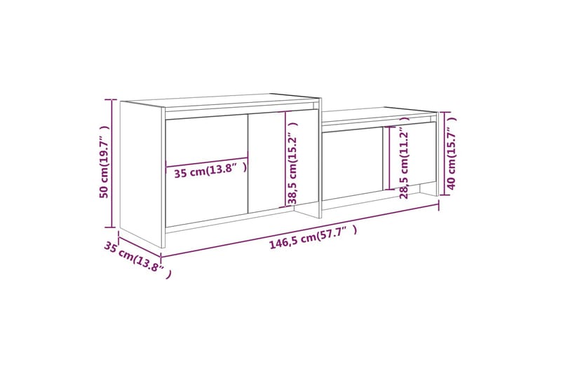 tv-bord 146,5x35x50 cm spånplade grå sonoma-eg - Grå - Møbler - TV borde & mediemøbler - TV-borde