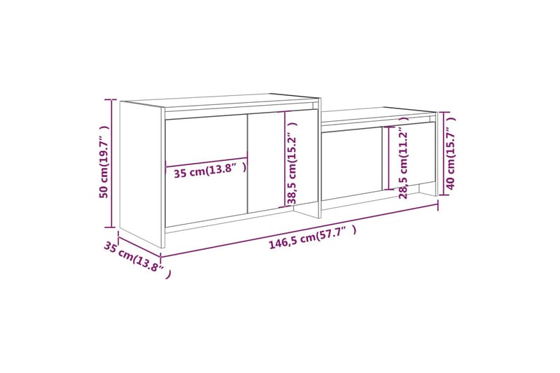 tv-bord 146,5x35x50 cm spånplade grå sonoma-eg - Grå - TV-borde