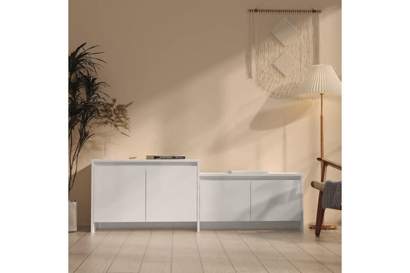 tv-bord 146,5x35x50 cm spånplade hvid højglans - Hvid - Møbler - TV borde & mediemøbler - TV-borde