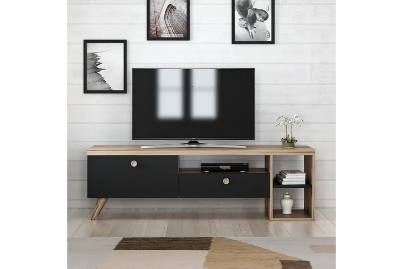 Tv-bord 150 cm Sort/ Eg - Møbler - TV borde & mediemøbler - TV-borde