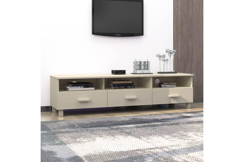 tv-bord 158x40x40 cm massivt fyrretræ gyldenbrun - Brun - Møbler - TV borde & mediemøbler - TV-borde