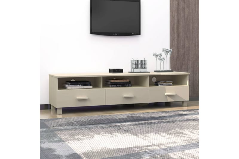 tv-bord 158x40x40 cm massivt fyrretræ gyldenbrun - Brun - TV-borde