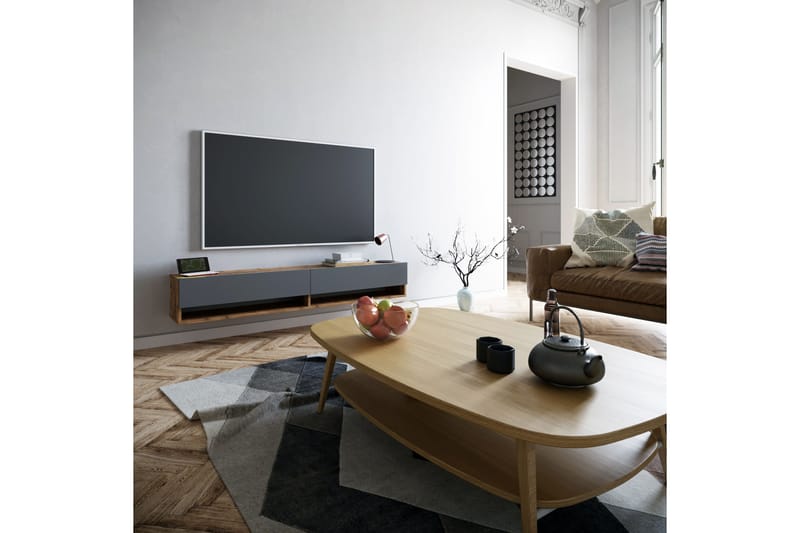 TV-Bord 180 cm 2 Hylder - Antracit / Natur - TV-borde