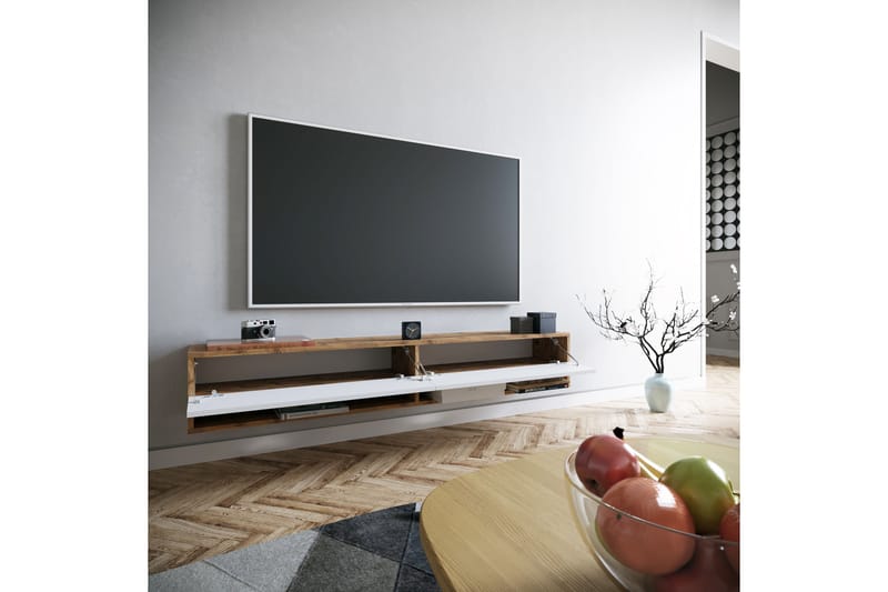 TV-Bord 180 cm 2 Hylder - Hvid / natur - Møbler - TV borde & mediemøbler - TV-borde