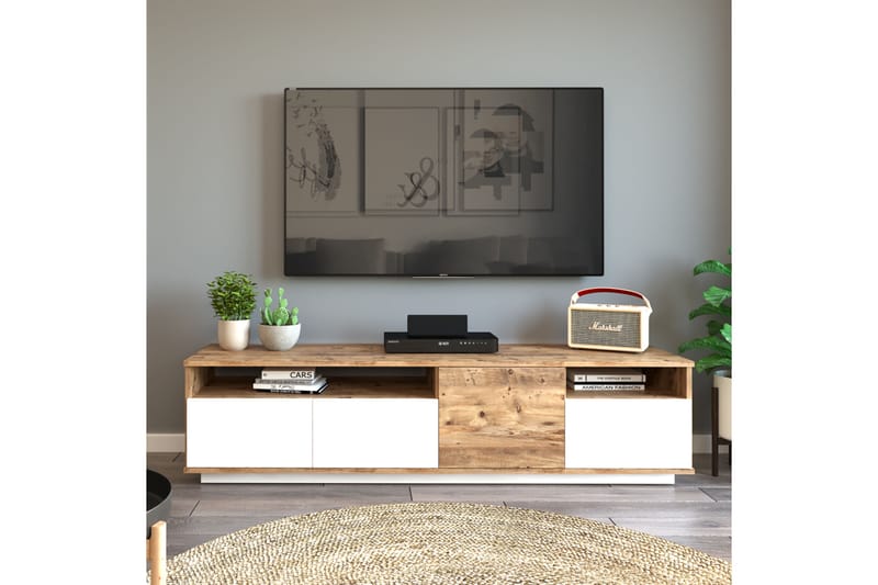 TV-Bord 180 cm 2 Hylder - Natur / hvid - Møbler - TV borde & mediemøbler - TV-borde