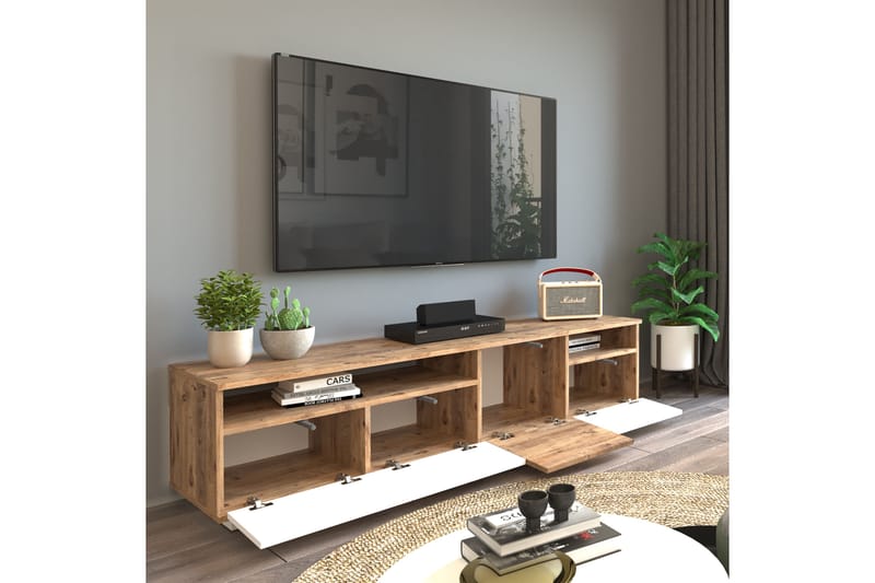 TV-Bord 180 cm 2 Hylder - Natur / hvid - Møbler - TV borde & mediemøbler - TV-borde