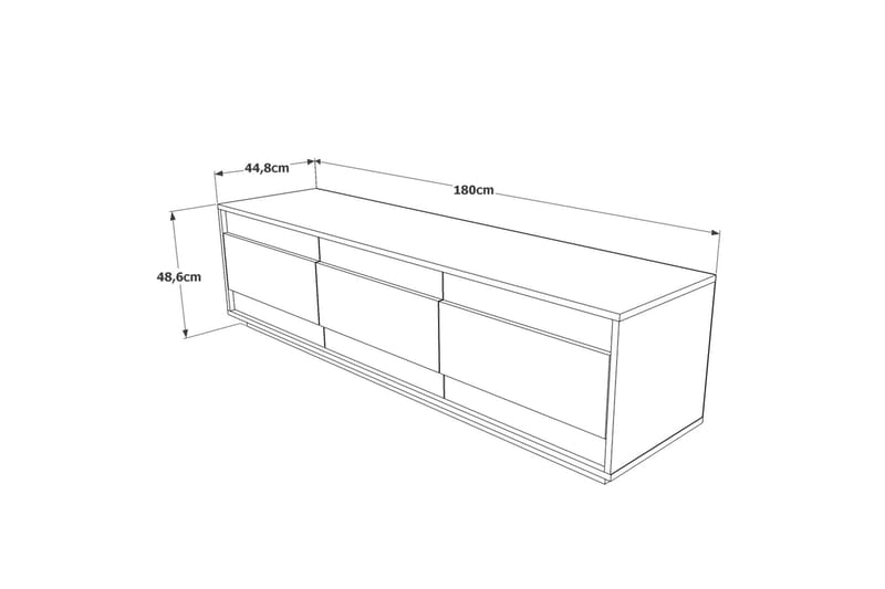 TV-Bord 180 cm 3 Skabe - Hvid / natur - Møbler - TV borde & mediemøbler - TV-borde
