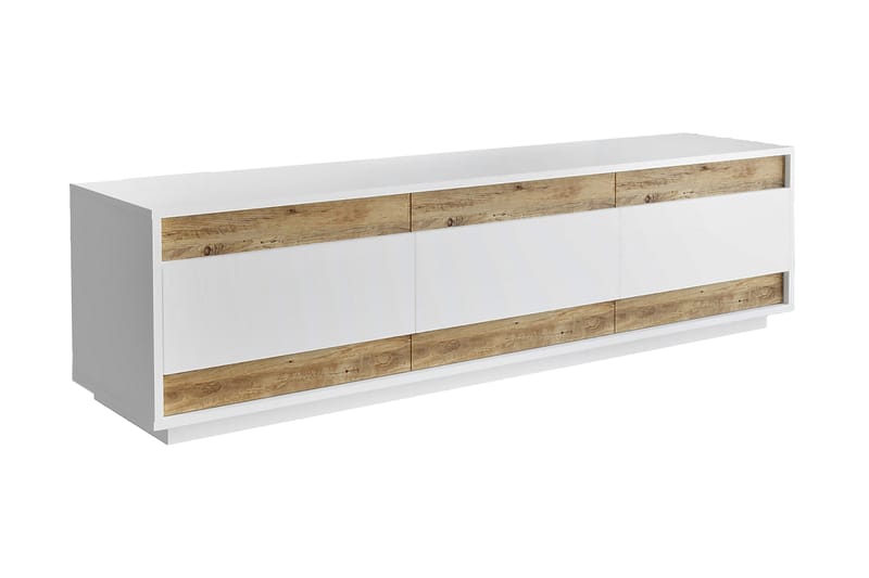 TV-Bord 180 cm 3 Skabe - Hvid / natur - Møbler - TV borde & mediemøbler - TV-borde