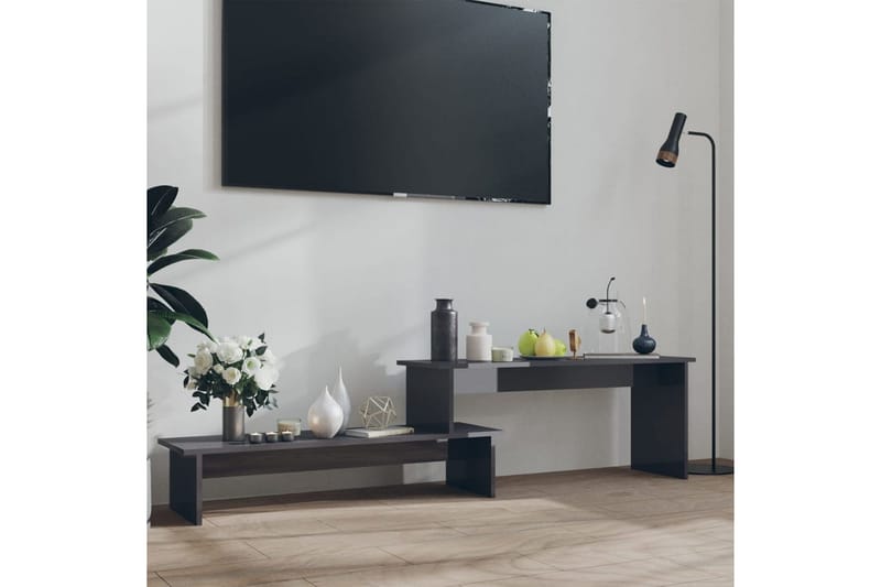 tv-bord 180x30x43 cm spånplade grå højglans - Grå - TV-borde