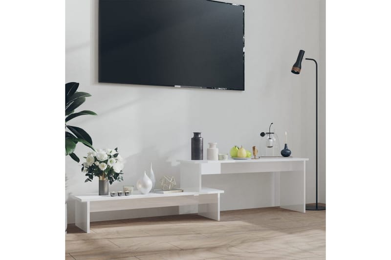 tv-bord 180x30x43 cm spånplade hvid højglans - Hvid - TV-borde