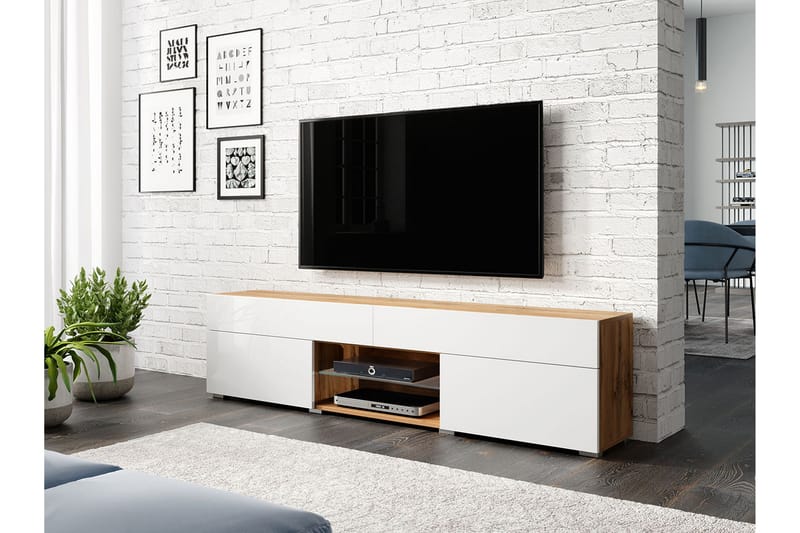 TV-Bord 180x45 cm - Hvid|Natur - TV-borde