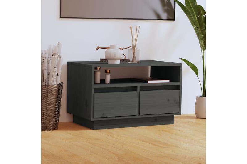 tv-bord 60x35x37 cm massivt fyrretræ grå - Grå - Møbler - TV borde & mediemøbler - TV-borde