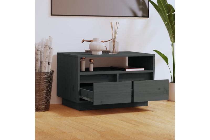 tv-bord 60x35x37 cm massivt fyrretræ grå - Grå - Møbler - TV borde & mediemøbler - TV-borde