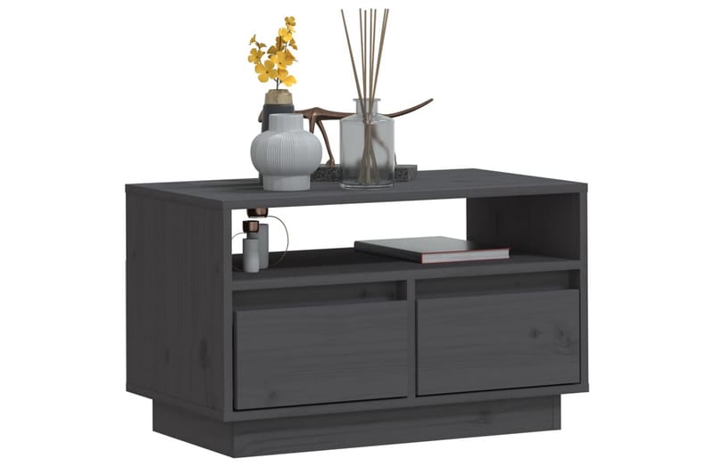 tv-bord 60x35x37 cm massivt fyrretræ grå - Grå - Møbler - TV borde & mediemøbler - TV-borde