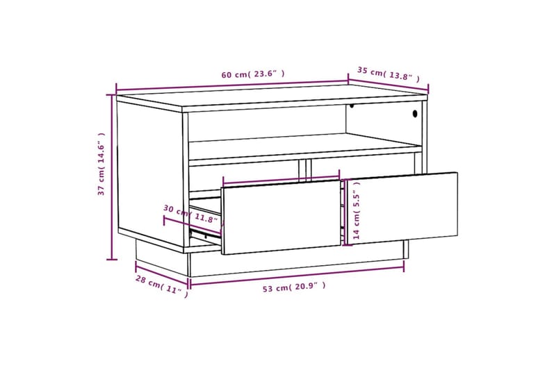 tv-bord 60x35x37 cm massivt fyrretræ gyldenbrun - Brun - Møbler - TV borde & mediemøbler - TV-borde