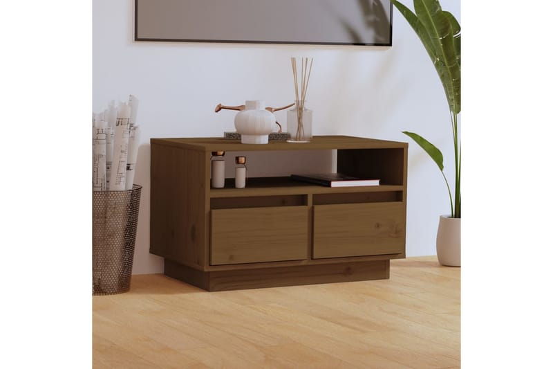 tv-bord 60x35x37 cm massivt fyrretræ gyldenbrun - Brun - Møbler - TV borde & mediemøbler - TV-borde
