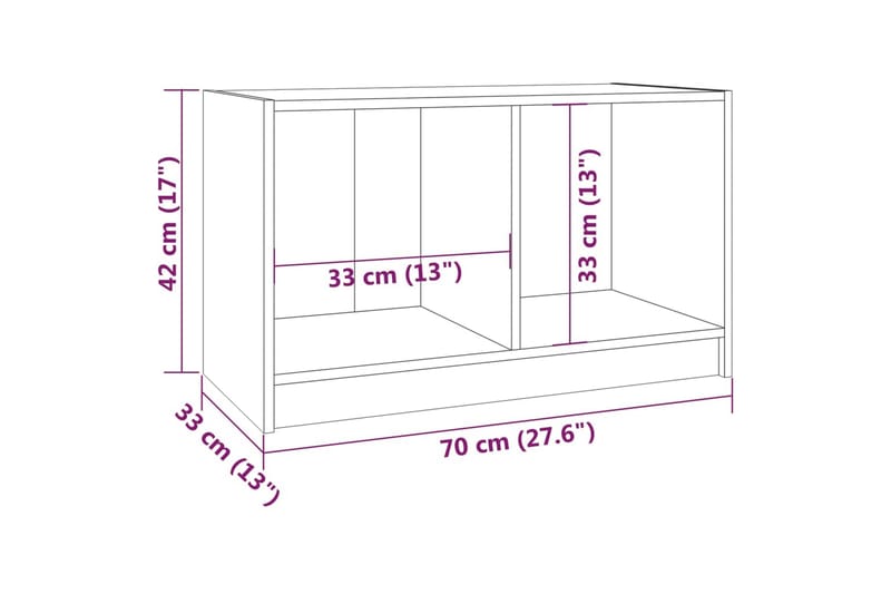 tv-bord 70x33x42 cm massivt fyrretræ grå - Grå - Møbler - TV borde & mediemøbler - TV-borde