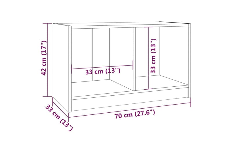 tv-bord 70x33x42 cm massivt fyrretræ grå - Grå - TV-borde