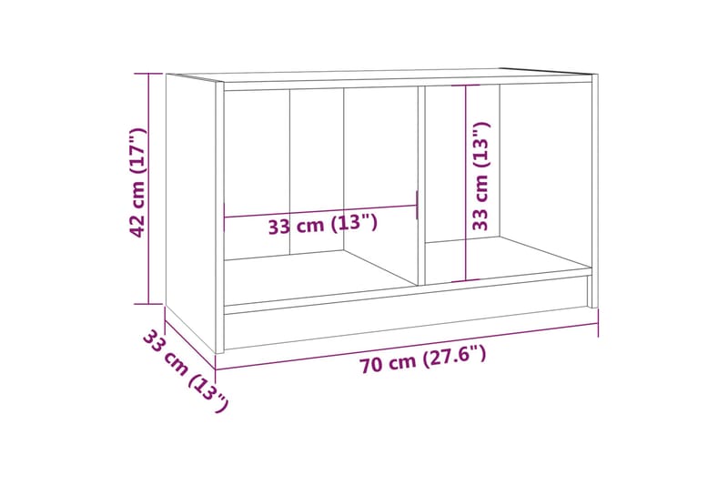 tv-bord 70x33x42 cm massivt fyrretræ gyldenbrun - Brun - Møbler - TV borde & mediemøbler - TV-borde