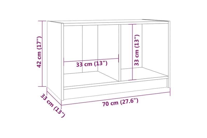 tv-bord 70x33x42 cm massivt fyrretræ gyldenbrun - Brun - TV-borde