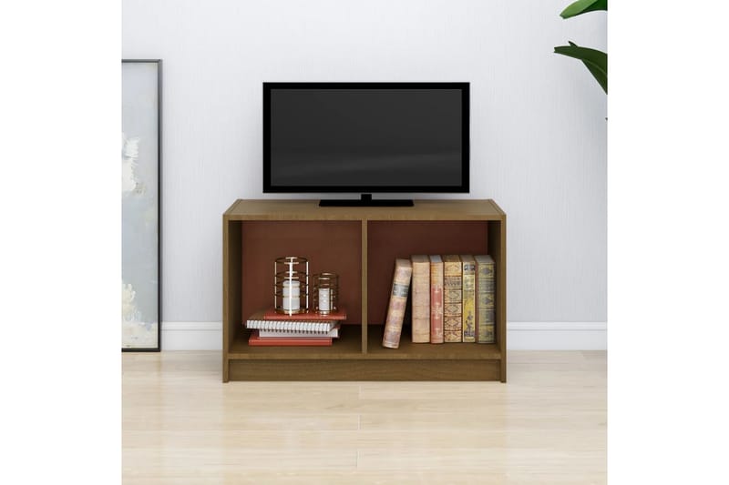 tv-bord 70x33x42 cm massivt fyrretræ gyldenbrun - Brun - TV-borde