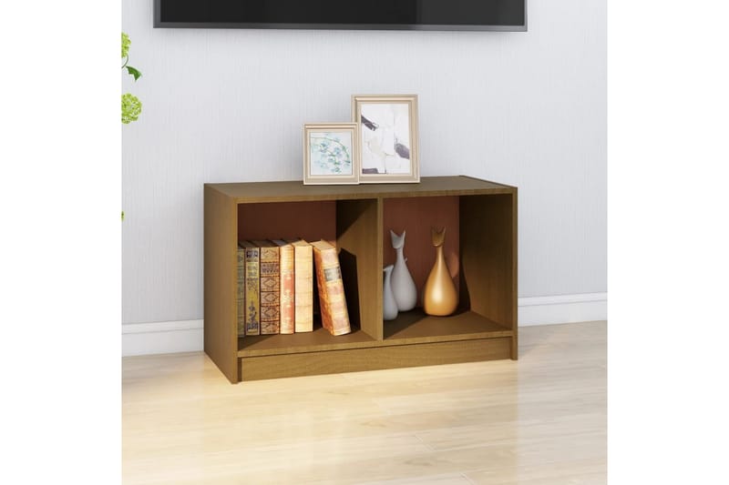 tv-bord 70x33x42 cm massivt fyrretræ gyldenbrun - Brun - TV-borde