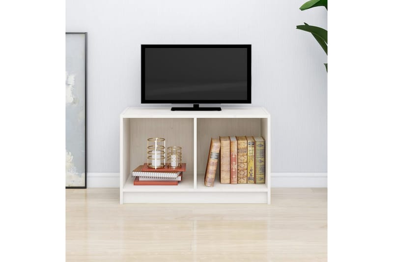 tv-bord 70x33x42 cm massivt fyrretræ hvid - Hvid - TV-borde