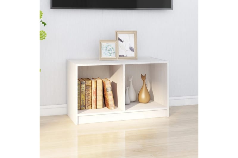 tv-bord 70x33x42 cm massivt fyrretræ hvid - Hvid - TV-borde