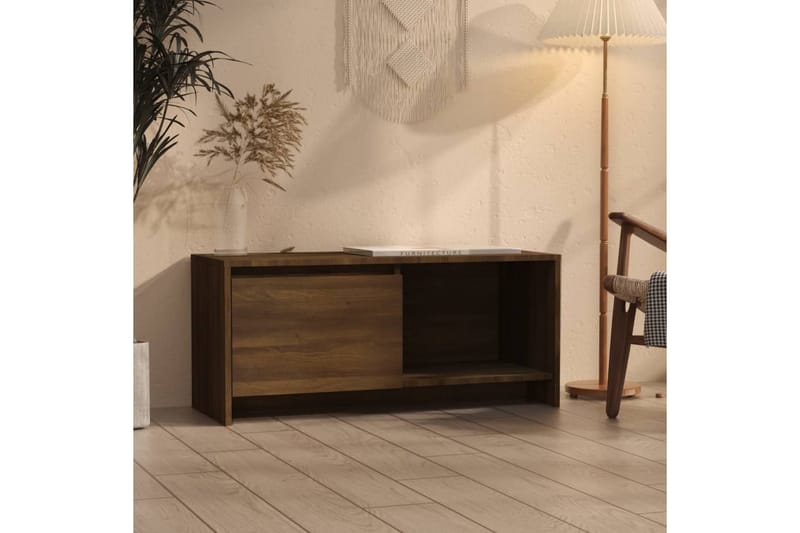 tv-bord 90x35x40 cm spånplade brun egetræsfarve - Brun - TV-borde