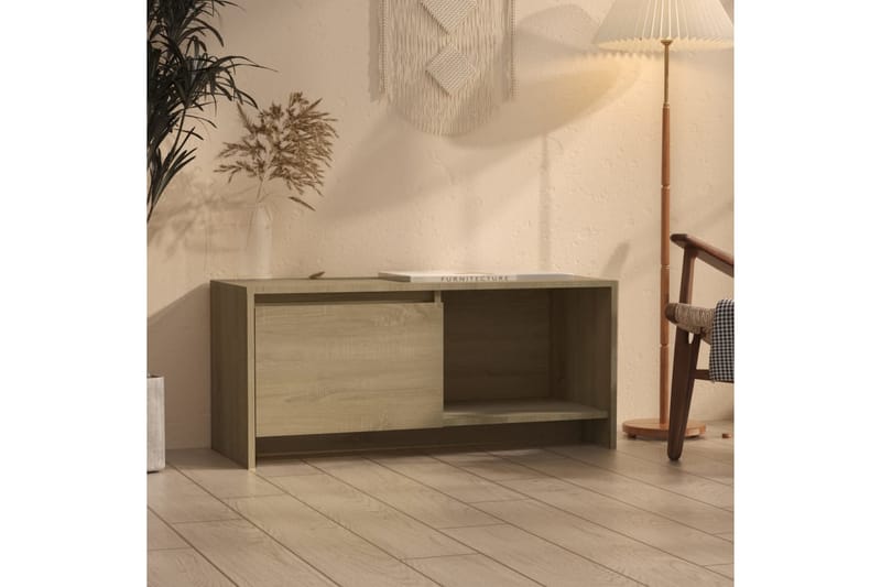 tv-bord 90x35x40 cm spånplade sonoma-eg - Beige - TV-borde