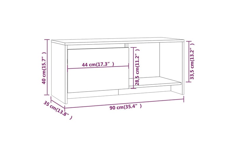 tv-bord 90x35x40 cm spånplade sonoma-eg - Beige - Møbler - TV borde & mediemøbler - TV-borde