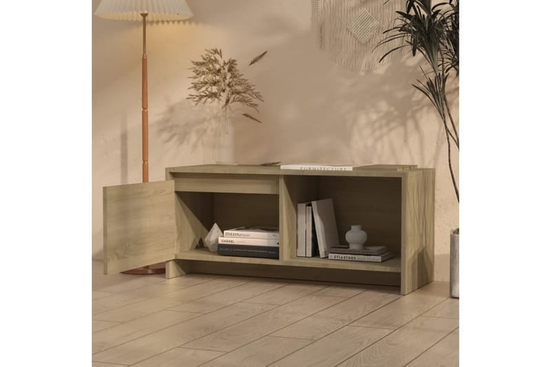 tv-bord 90x35x40 cm spånplade sonoma-eg - Beige - TV-borde