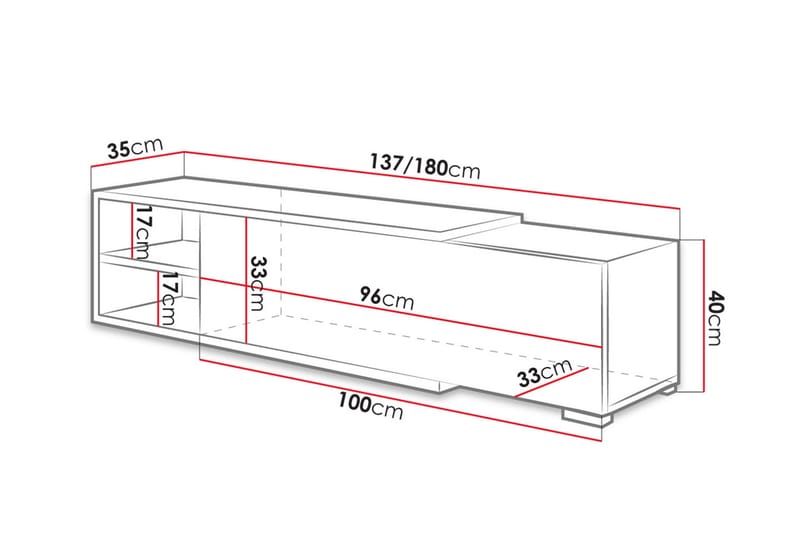 TV-Bord CLIFF 180 cm - Hvid - TV-borde