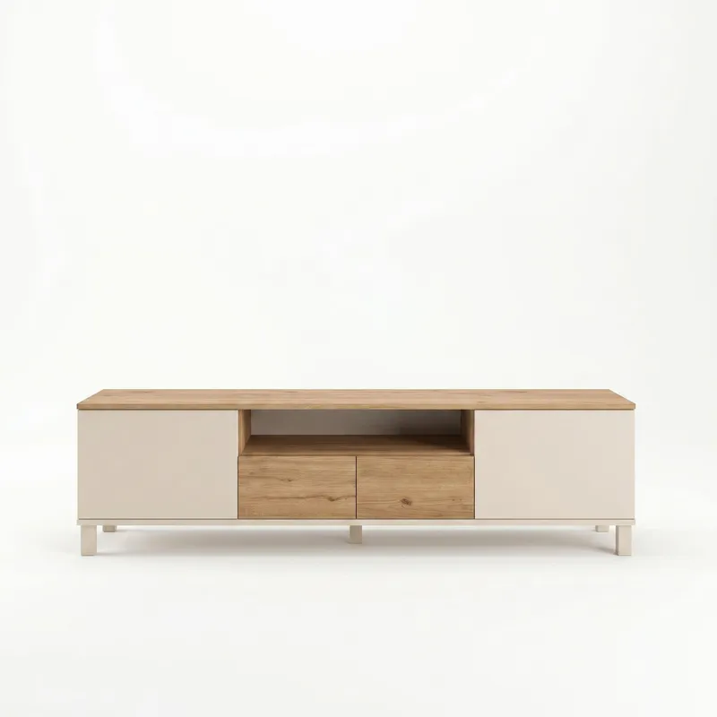 TV-bord Hanah Home Mood (180 x 49,2 x 35 cm) Sand Oak, Sand og eg