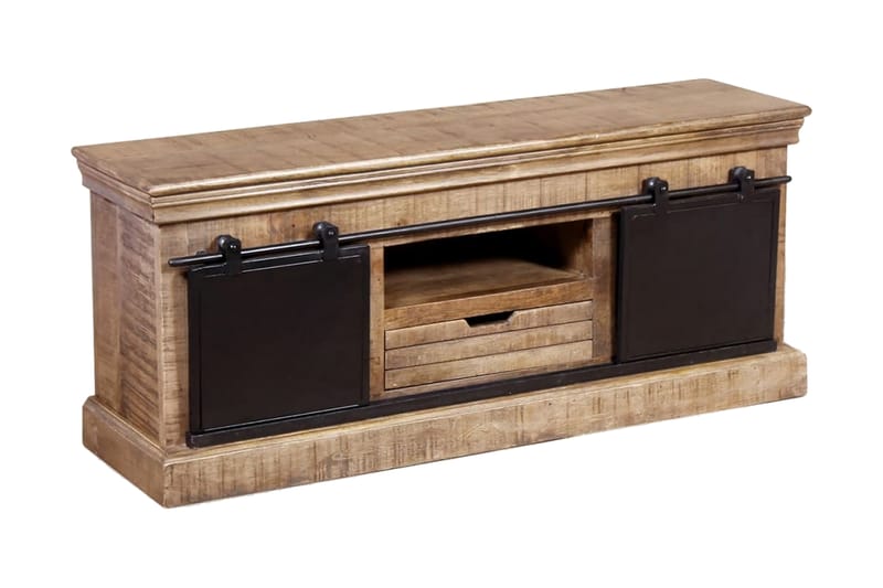 Tv-Bord Med 2 Skydedøre I Massivt Mangotræ 110 X 30 X 45 Cm - Flerfarvet - Møbler - TV borde & mediemøbler - TV-borde