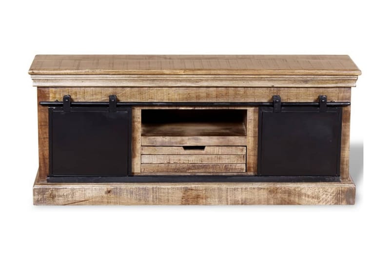 Tv-Bord Med 2 Skydedøre I Massivt Mangotræ 110 X 30 X 45 Cm - Flerfarvet - Møbler - TV borde & mediemøbler - TV-borde