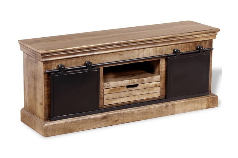 Tv-Bord Med 2 Skydedøre I Massivt Mangotræ 110 X 30 X 45 Cm - Flerfarvet - Møbler - TV borde & mediemøbler - TV-borde