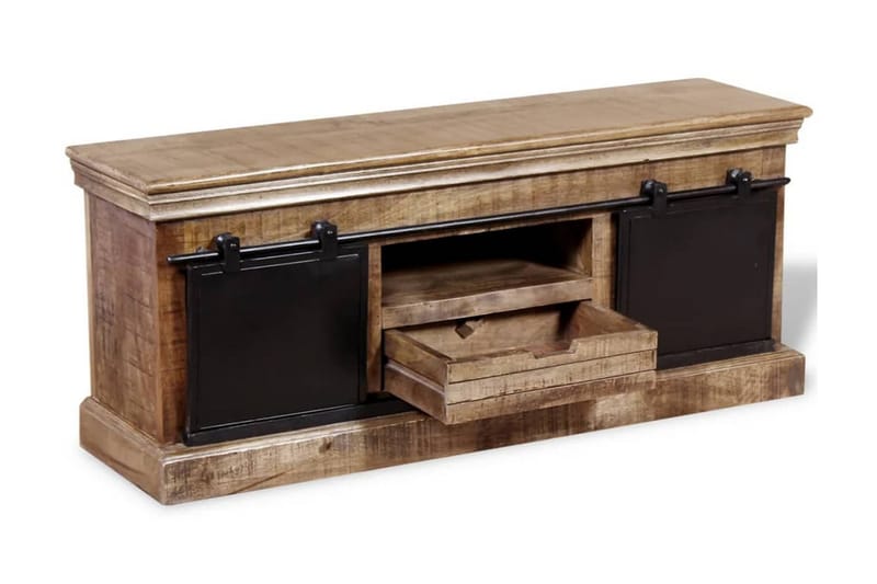 Tv-Bord Med 2 Skydedøre I Massivt Mangotræ 110 X 30 X 45 Cm - Flerfarvet - Møbler - TV borde & mediemøbler - TV-borde