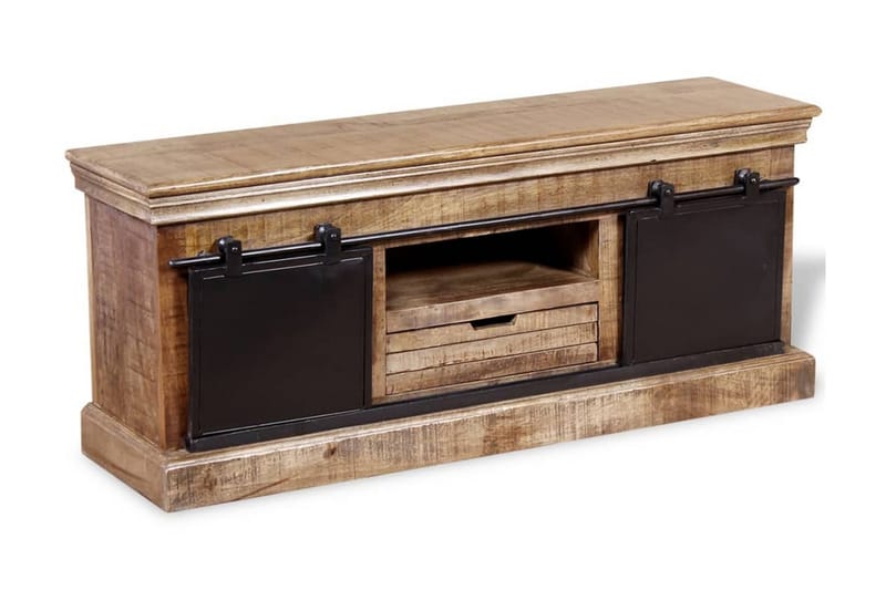 Tv-Bord Med 2 Skydedøre I Massivt Mangotræ 110 X 30 X 45 Cm - Flerfarvet - Møbler - TV borde & mediemøbler - TV-borde