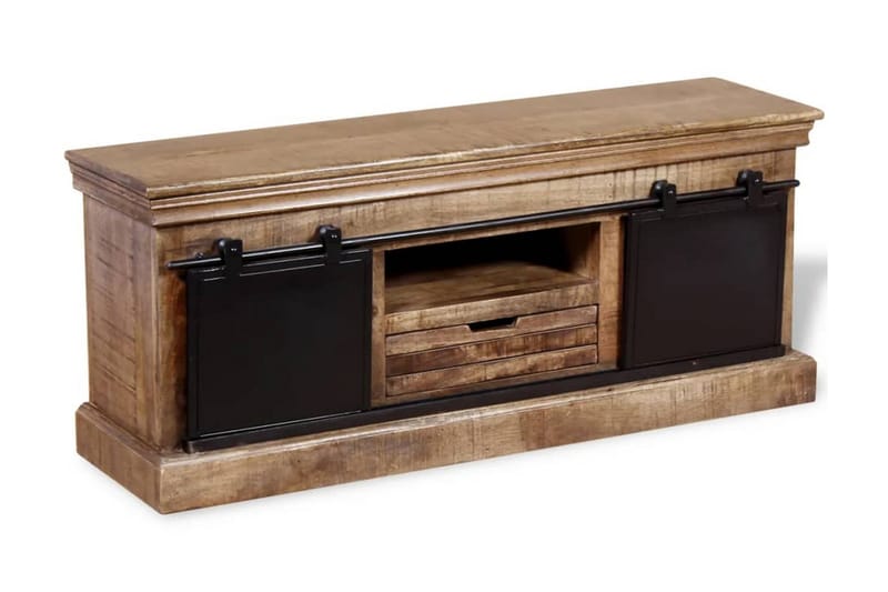 Tv-Bord Med 2 Skydedøre I Massivt Mangotræ 110 X 30 X 45 Cm - Flerfarvet - Møbler - TV borde & mediemøbler - TV-borde