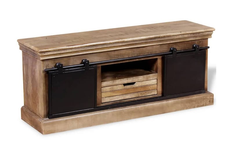 Tv-Bord Med 2 Skydedøre I Massivt Mangotræ 110 X 30 X 45 Cm - Flerfarvet - Møbler - TV borde & mediemøbler - TV-borde