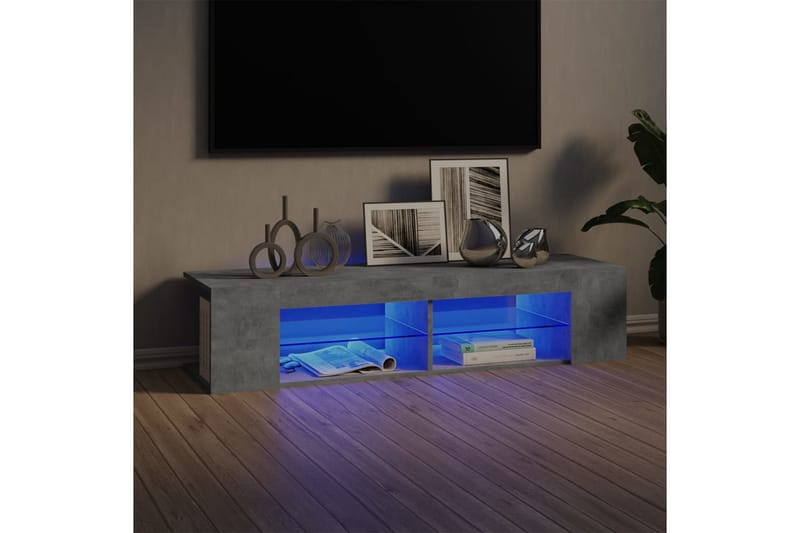 tv-bord med LED-lys 135x39x30 cm betongrå - Grå - Møbler - TV borde & mediemøbler - TV-borde