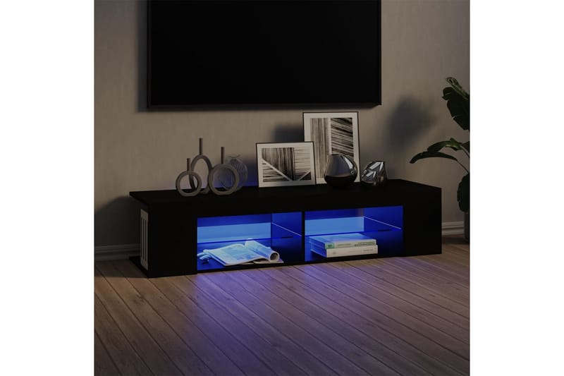 tv-bord med LED-lys 135x39x30 cm sort - Sort - Møbler - TV borde & mediemøbler - TV-borde