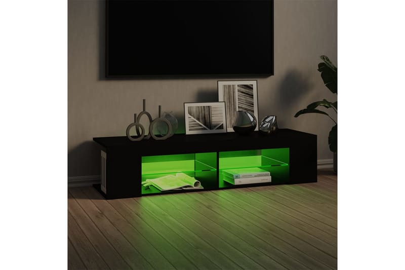 tv-bord med LED-lys 135x39x30 cm sort - Sort - Møbler - TV borde & mediemøbler - TV-borde